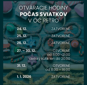 Otváracie hodiny počas Vianočných sviatkov